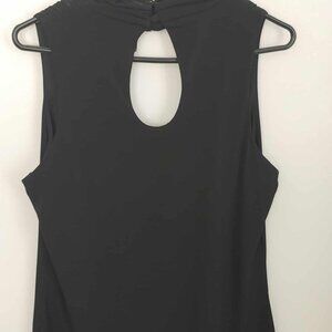 Black Sleeveless Keyhole Neck Blouse-Elegant